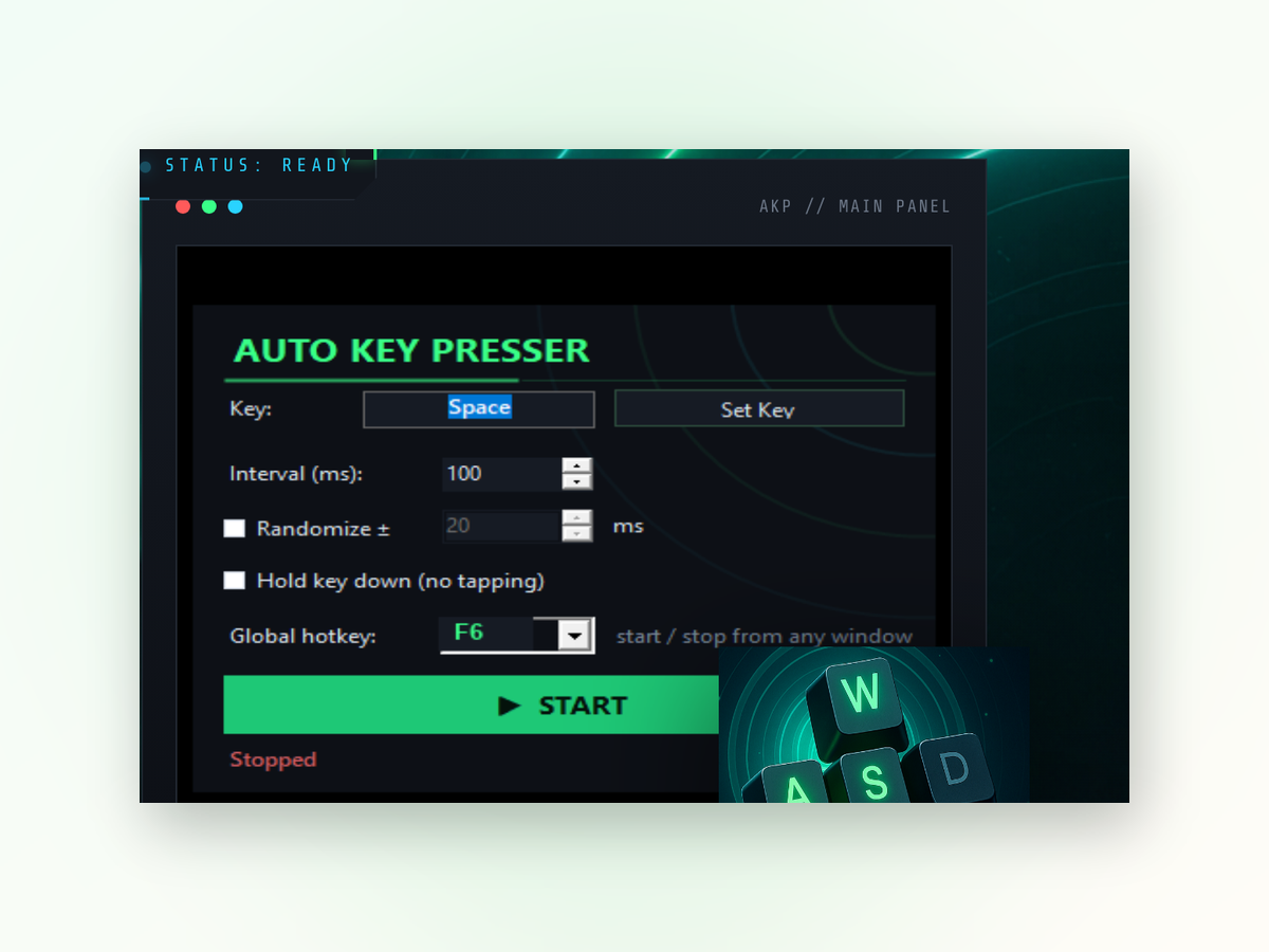 Keyboard Clicker window